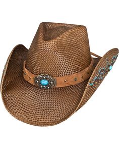 Panama, Straw, Cowboy, Turquoise, Hats