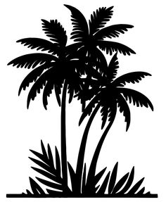 a black and white silhouette of a palm tree