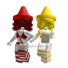 two women in dresses and hats are holding shopping bags, one is wearing a red hat