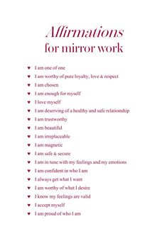 an affirmation for mirror work