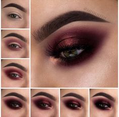 Red Eyeshadow Looks, Maquillage Goth, Red Eyeshadow Look, Smokey Eye Makeup Steps, Wallpaper Makeup, Burgundy Eyeshadow, Makeup Wallpaper, Burgundy Makeup