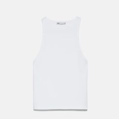 Zara Halterneck T-Shirt. New With Tag, Never Worn. #Tds433m Casual Fitted Sleeveless T-shirt, White Fitted Casual Tank Top, Casual White Fitted Tank Top, Basic Fitted Knit Top For Summer, Chic White Stretch T-shirt, White Fitted Tank T-shirt, Chic Zara T-shirt With Crew Neck, White Casual Knit Tank Top, Spring Sleeveless Fitted T-shirt