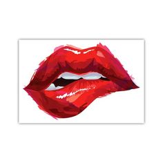 a painting of red lips with white background