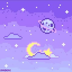 an old school computer game with sheep flying over the moon and stars in the sky