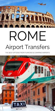 the cover of rome's airport transfer system, with an image of a train passing by