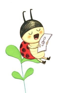 a drawing of a ladybug holding a piece of paper