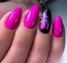 Purple Nail Art Designs, Neon Pink Nails, Purple Nail Art, Pink Gel Nails, Ombre Acrylic Nails, Pink Nail