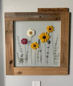 One of a kind framed floral art. Real pressed flowers perfectly preserved and arranged with love and care between 2 pieces of glass. Hand made frame built from reclaimed wood.  Hang this treasure away from direct sunlight and it will stay bright and happy for many, many years to come. Boho Dried Flower Art, Dried Flower Photo Frame, What To Do With Dried Flowers, Diy Pressed Flower Art, Dried Flower Art, Framed Floral Art, Pressed Flowers Frame, Dried Flowers Diy, Flower Pressing