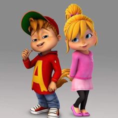 a cartoon boy and girl standing next to each other