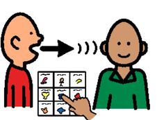 two people are talking to each other and one is pointing at the screen with an arrow