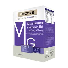 the vitamin supplement box for magnesium and vitamin b6 is shown in purple