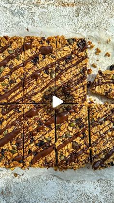 granola bars with chocolate drizzled on top