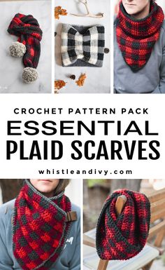 crochet pattern pack for essential plaid scarves