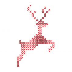 a cross stitch pattern of a reindeer with red stars on it's antlers