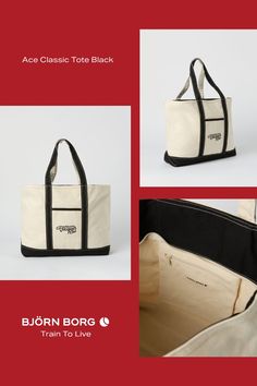 The Björn Borg Ace Classic Tote is a large shopper-style tote bag made from durable 100% cotton material. It features two large hand or shoulder straps for easy carrying, a zippered enclosure for keeping everything inside, an inside zippered pocket for your valuables, and a Racquet Club logo print on the side. * Durable 100% cotton * Large hand or shoulder straps * Zippered enclosure * Zippered pocket inside * Racquet Club logo print Tennis Tote, Zippered Tote Bag, Racquet Club, Sport Tights, Club Logo, Training Gear, Zipper Tote Bag, Zippered Tote, Toiletry Bag Travel