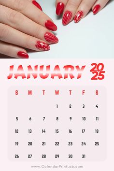 Red Colored Winter Nail Art Design Ideas