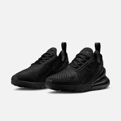 Style No. AH6789-006 Color: Black/Black/Black Nike's first lifestyle Air Max brings you style, comfort and big attitude in the Nike Air Max 270. The design draws inspiration from Air Max icons, showcasing Nike's greatest innovation. The Max Air 270 unit delivers unrivaled, all-day comfort. Woven and synthetic fabric on the upper provides a lightweight fit and airy feel. Nike Air Max 270 Women's Shoes. Nike Shoes Women Black, Nike 270s, Nike Air Max 270 Women, Air 270, Nike 270, Nike Runners, Xmas 2024, Black Nike Shoes, Kicks Shoes