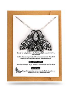 PRICES MAY VARY. UNIQUE GIFTS FOR HIM: This moth pendant is an expression of sharp intelligence and strong instincts - a perfect gift for a moth-holic. Packaging include: 1 pc pendant + 2 pcs Chain (1 leather + 1 chain) + 1 Message Card + 1 Envelope GREAT QUALITY: Meticulously crafted from top-grade zinc alloy with an antique silver finish, the wolf pendant does not tarnish or corrode easily over the years SPECIFICATIONS: Pendant measures about 2x 1.5 inches, includes 19.7" (50 cm) braided faux Moth Pendant, Moth Necklace, Wolf Pendant, Gothic Pendant, Vikings Gifts, Wolves Pendants, Necklace Gothic, Animal Necklace, Witch Jewelry