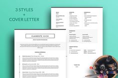 two resume templates with the cover letter on top and an image of pencils