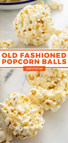 old fashioned popcorn balls with text overlay