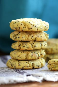 lemon chia cookies stacked on top of each other