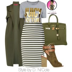 A fashion look from August 2015 featuring Juicy Couture t-shirts, A.L.C. skirts and Hermès handbags. Browse and shop related looks. Thigh Fat, Striped Skirt, Inner Thigh, A Skirt, Fat Fast, Body Workout, Cute Fashion