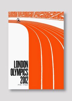 an orange and white poster with the london olympics 2012 logo on it's side