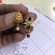 Laxmi Devi Earrings Gold Studs, Simple Daily Wear Earrings Gold Indian, Nallapusalu Earrings, Black Beads Earrings Indian Gold, Ear Tops Gold Indian, Black Beads Ear Rings Gold, Gold Earrings For Kids, Pearl Earrings Designs, Earrings For Kids