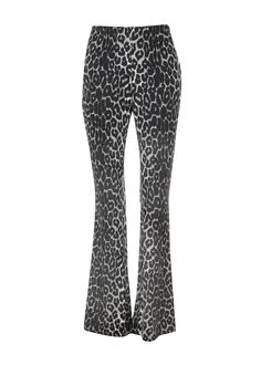 Make that engine purr when you rock these wild child bell bottoms. Your style will be roaring in confidence when you slip on the flare pants are made out of a black, gray and white leopard patterned fabric that looks and feels fabulous. These pants are slim fit from the hip through the knee that flares to a bell bottom leg. Pull-on elastic waistband. Available in sizes S, M and L. Made out of 90% polyester and 10% spandex. Let your inner rebel go full throttle with these animal print bells. Meas Pants Bell Bottoms, Print Flare Pants, Shaggy Jacket, Tartan Mini Skirt, Velvet Flare Pants, Printed Flare Pants, Velvet Flares, Sherpa Coat, Cheetah Animal