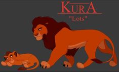 the lion and cub from the animated movie, kura's lost are shown in this