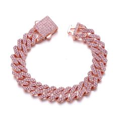 PRICES MAY VARY. Women Bracelet Luxury Jewelry Material:High quality 5A rhinestones stone,prong setting over 80 lab pink diamonds,This 12mm pink cuban bracelet is strong, durable, comfortable and meant to endure daily wear. All AAAAA+ rhinestones are hand inlaid by 5years craftsmen. Fabulous and glistened diamond chain for women. Pink Cuban link bracelet iced Out Desogn:Using high-quality rose gold plated bracelet with pink diamonds,Hand-made process to ensure cuban link bracelet for women be pr Bracelet Packaging, Cuban Link Bracelet, Cuban Bracelet, Bracelet Luxury, Pink Diamonds, Miami Cuban, Women Bracelet, Women Pink, Diamond Chain