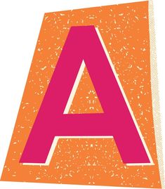 an orange and pink letter sitting on top of a piece of paper with the letter a in it's center