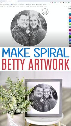 an advertisement for the make spiral betty art work program on a computer screen with flowers and potted plants next to it