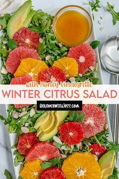 winter citrus salad with avocado, grapefruit and oranges