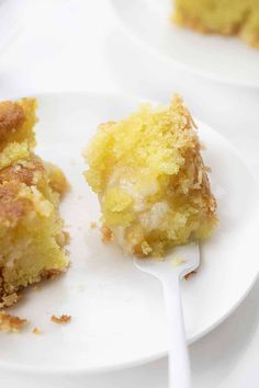 a piece of cake on a plate with a fork