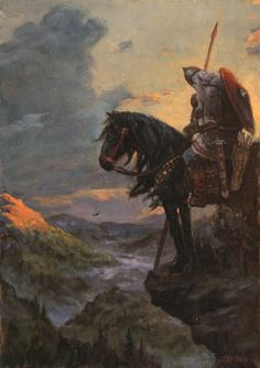 a painting of a man riding on the back of a horse