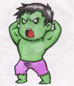 a drawing of a cartoon character with an angry look on his face and hands behind his head