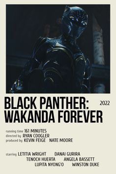 the poster for black panther wakaandaa forever, which features an image of a robot