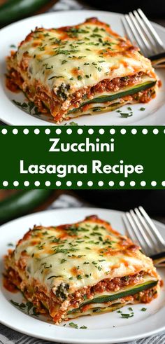 zucchini lasagna recipe on a white plate