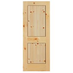 the door is made out of wood and has two panels on each side, with one panel