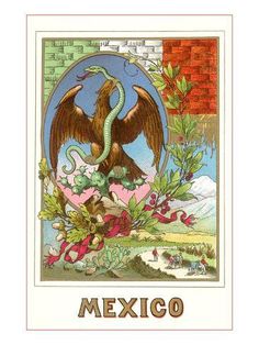 a mexican taroti card with an eagle on it