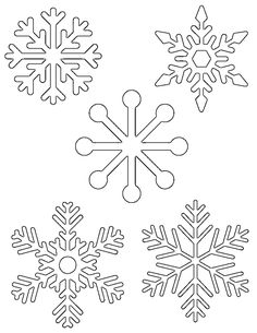 four snowflakes are shown in black and white