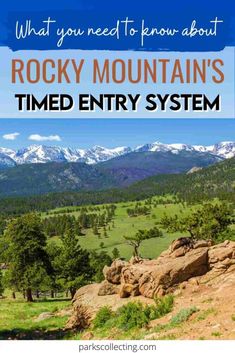 rocky mountains with text overlay that reads what you need to know about rocky mountain's time entry system