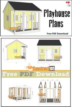 the plans for a small house with porches and windows