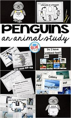 penguins and other animals are featured in this penguin study packet for students to practice their writing skills