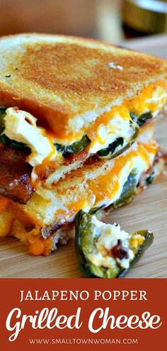 grilled cheese sandwich with jalapeno popper on the side and text overlay that reads jalapeno popper grilled cheese