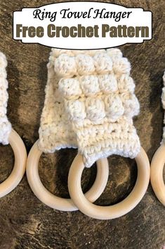 three crocheted rings are sitting next to each other