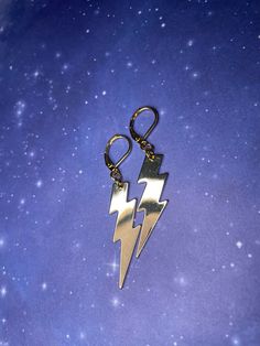 These adorable lightning bolts are a perfect nod to monster highs  Frankie Stein.  They dangle beautifully with mirror shine.  Perfect gift for the spark in your life, or yourself to 😉 Monster High Earrings, Monster High Costume, Gold Lighting, Lighting Bolt, Frankie Stein, Lightning Bolts, Cute Box, Leverback Earrings, Cool Necklaces