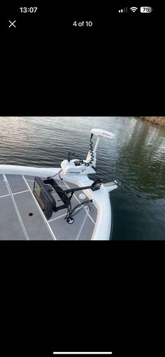 the boat is in the water and ready to go out on the lake or beach