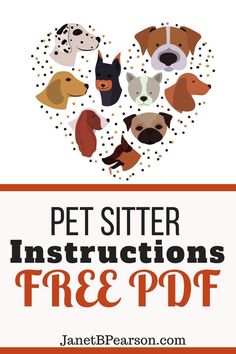 a poster with the words pet sitter instructions for free pdf and pff